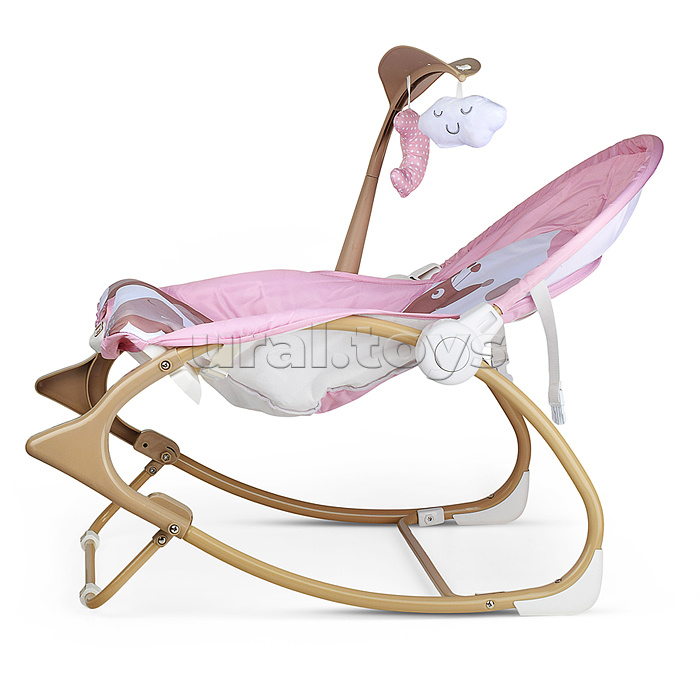 Шезлонг детский "Жирафик" розовый, музыка, вибрация, в коробке