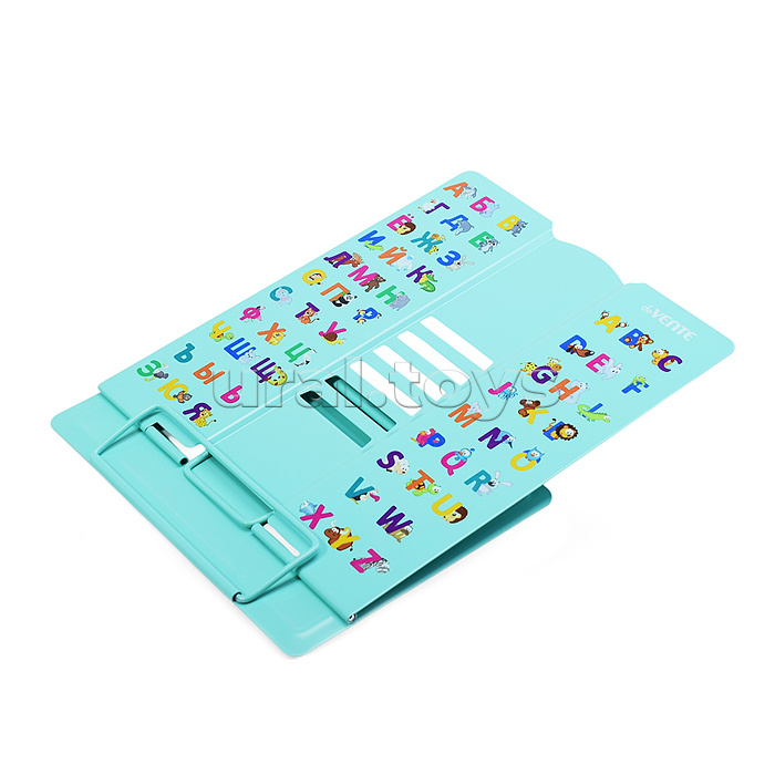 Подставка для учебников и книг "Alphabet" 27x21 см, металлическая окрашенная, вес 600 г, вертикальная, с противоскользящими ножками, с полноцветным рисунком, в пластиковом пакете с европодвесом