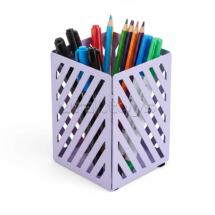 Подставка для пишущих принадлежностей "Pastel" 7,2x7,2x10 см, квадратная, металлическая, цвет пастельно-сиреневый, в картонной коробке