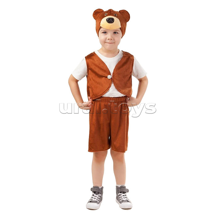 Карнавальный костюм "Медведь Потапик" (жилет, шорты, шапка) размер 98-52