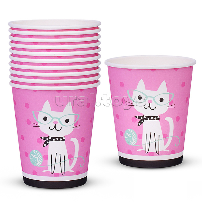 Набор посуды одноразовой "Гламурный кот" стаканы (10 шт)
