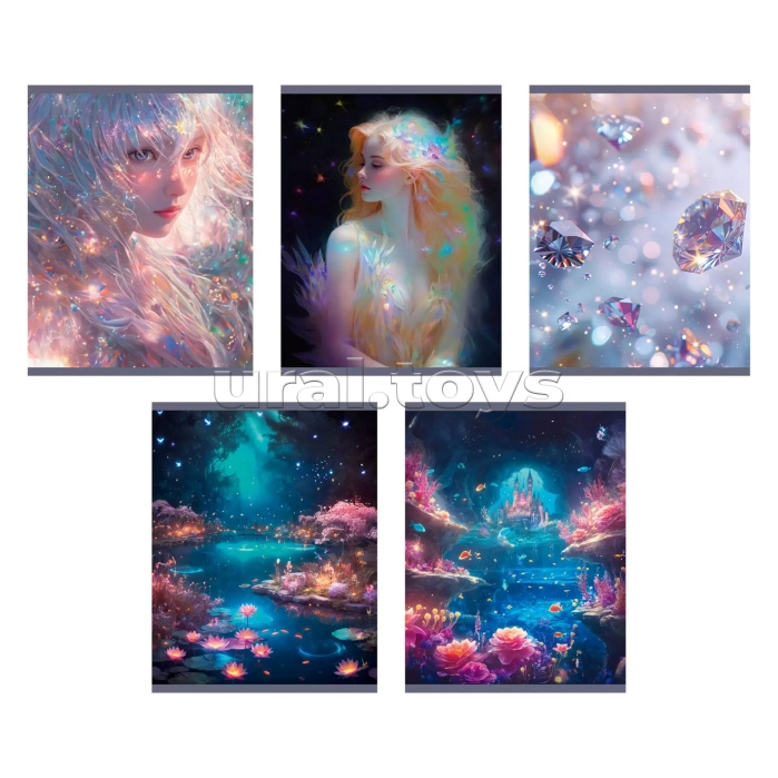 Тетрадь 24л. клетка "Волшебные девочки" скрепка. обл.: мел. картон. Бум. оф.60 г/м2. поля.