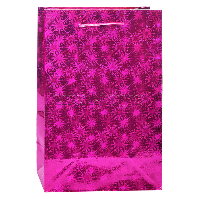 Пакет подарочный бумажный голография, 28x18x10 см