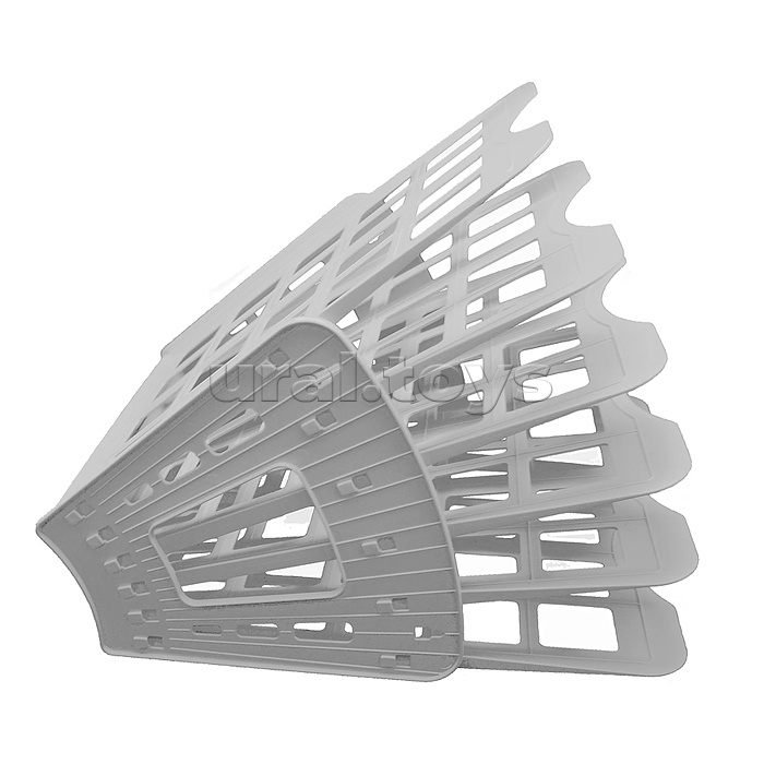 Лоток для бумаг 6-ти секционный "Wing" размер 24x26,5x30,5 см, серый