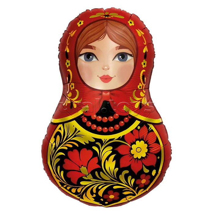 Шар (31''/79 см) Фигура, Матрешка Золотая роспись, 1 шт. в уп.