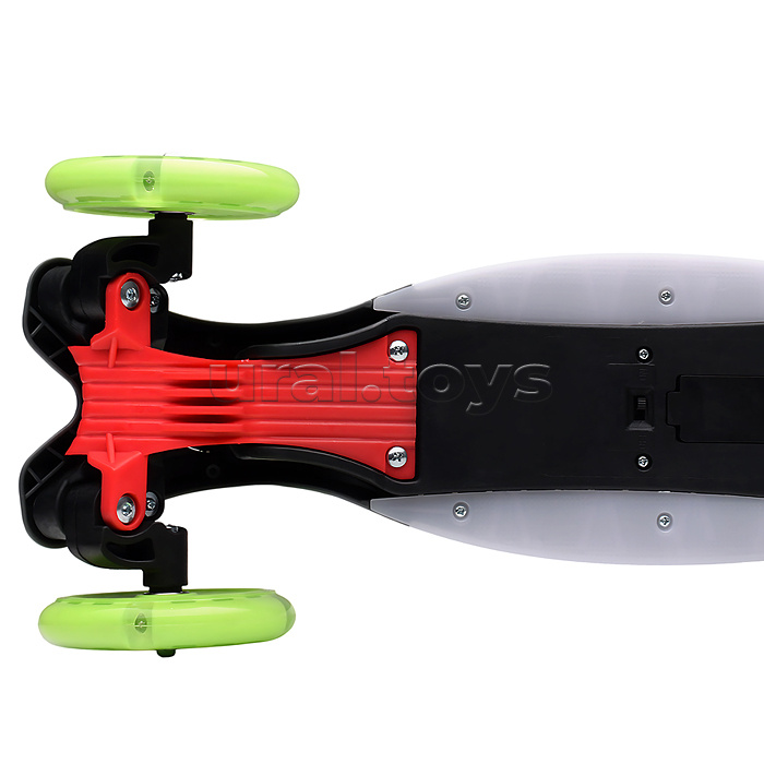 Самокат 3-х колесный ROCKET,колеса PU со светом, ABEC 7, серый