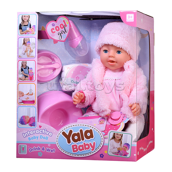 Пупс "Мила" (пьет, писает) с аксессуарами, в коробке