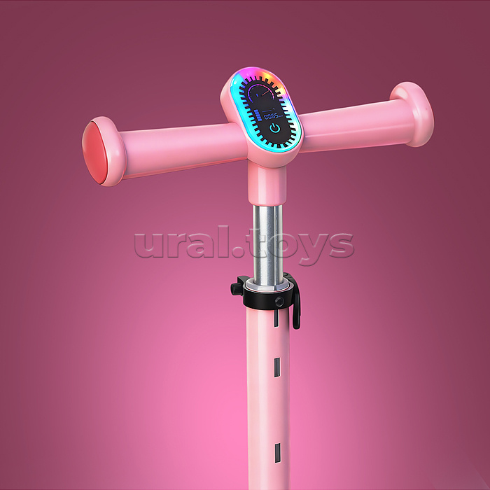 Самокат 3-х колесный ROCKET,колеса PU со светом, цвет розовый