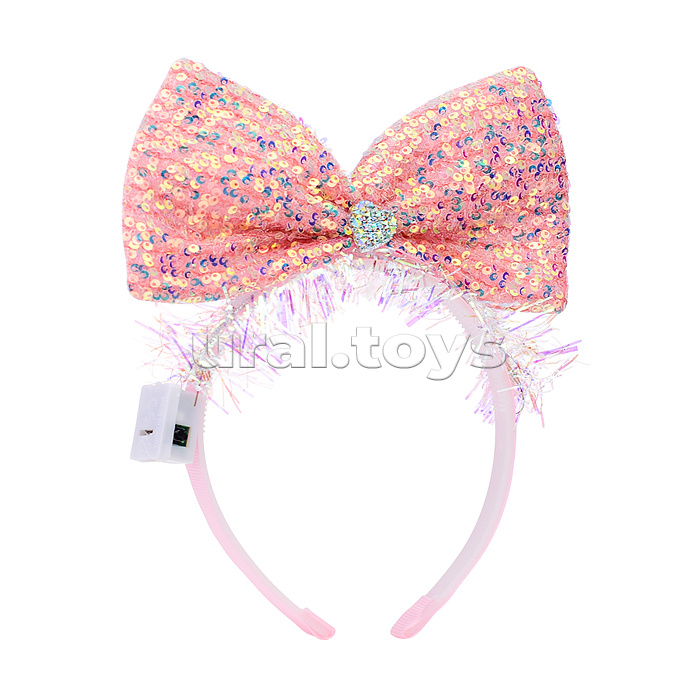 Ободок карнавальный "Бант" светящийся, в пакете