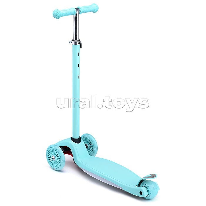 Самокат 3-х колесный ROCKET,колеса PU со светом, ABEC 7, бирюзовый