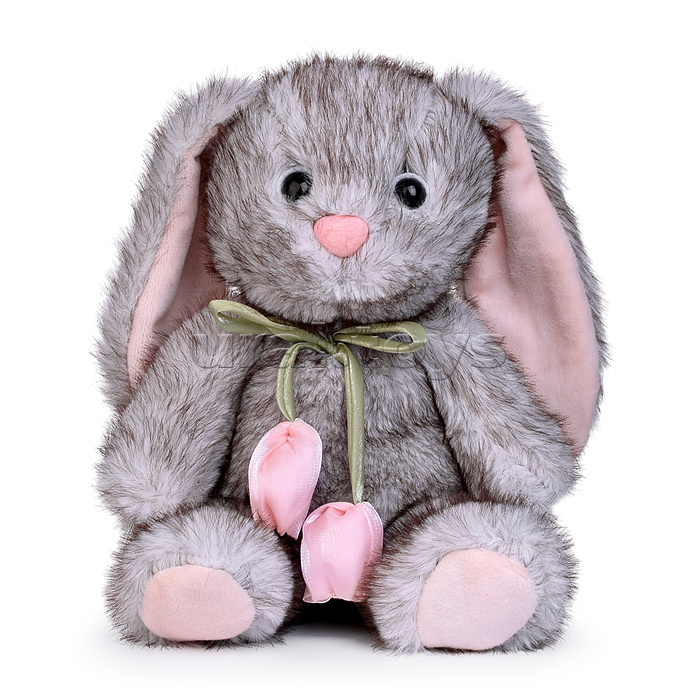 Мягкая игрушка "Заяц с бантиками-тюльпанами" 28 см