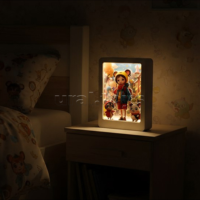 Ночник-пазл 3Д "Девочка-зоолог со зверушками" со светом и музыкой, в коробке