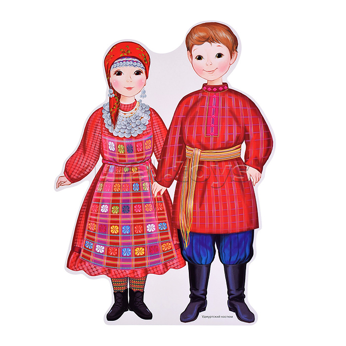 Комплект вырубных мини-плакатов со скотчем. Костюмы народов России (10 народов)