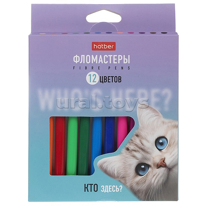 Фломастеры 12 цв. "Кто здесь?" в картонной коробке с европодвесом