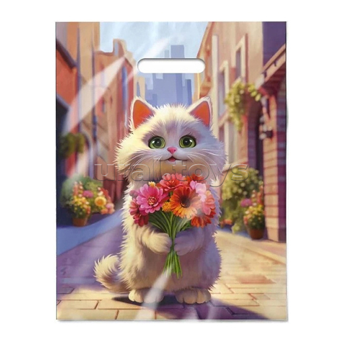 Пакет ПЭ с вырубной ручкой 31х40, 60мкм "Персик" ПВД ламинированный