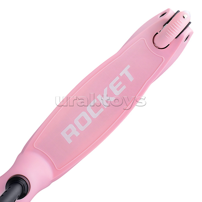 Самокат 3-х колесный ROCKET,колеса PU со светом, светящаяся стойка, ABEC 7, розовый