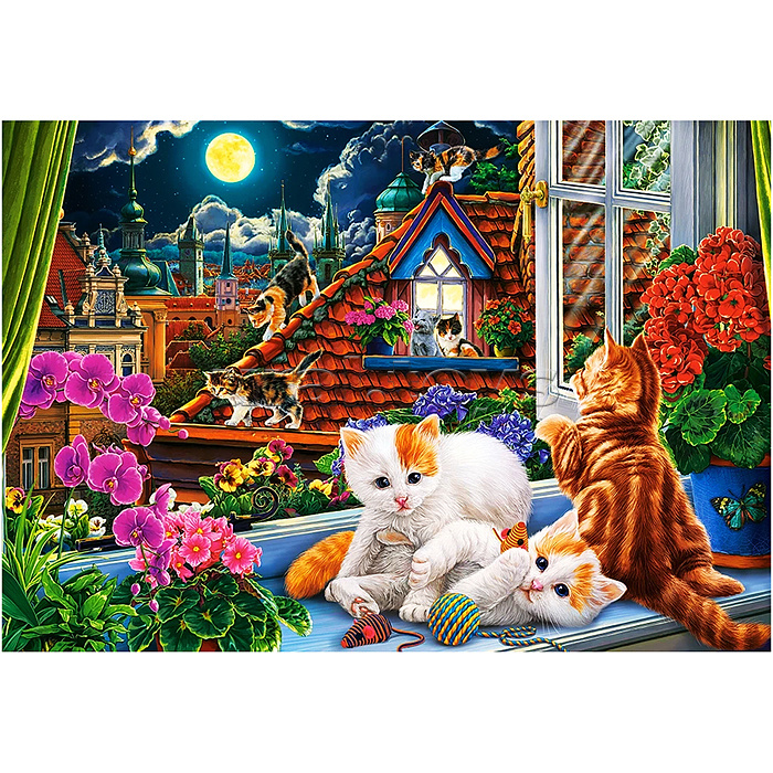 Пазлы 1500 "Котята на крыше"