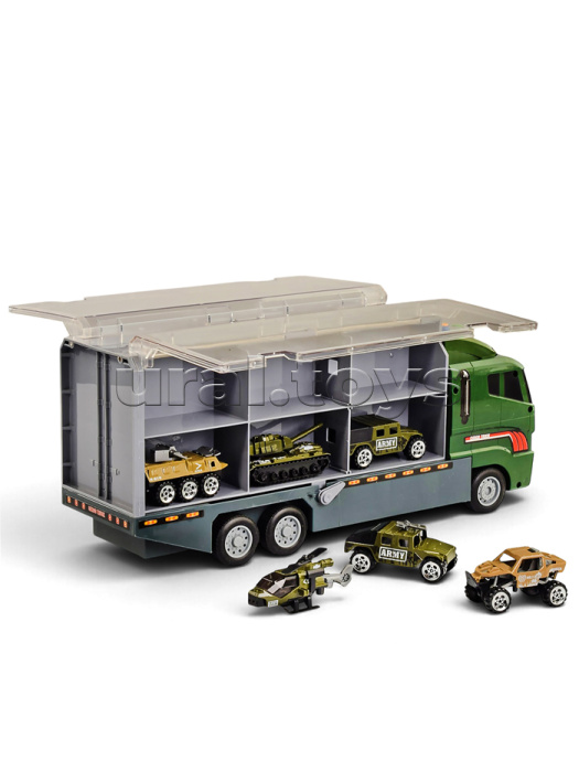Машина RJ6811D "Набор строительных машин" цвет хаки (свет, звук) в коробке