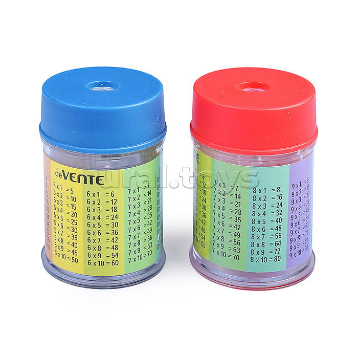 Точилка для карандашей "School. Таблица умножения" 1 отверстие, с контейнером, пластмассовая, прямоугольная, с индивидуальной маркировкой, в картонной коробке, ассорти
