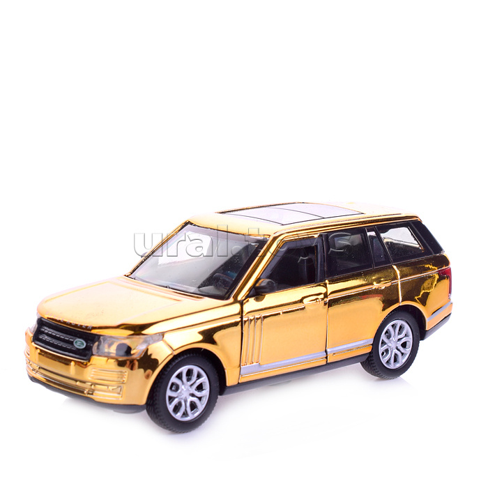 Машина металл Range Rover Vogue, хром 12 см, (двери, багаж, золотой) инер, в коробке