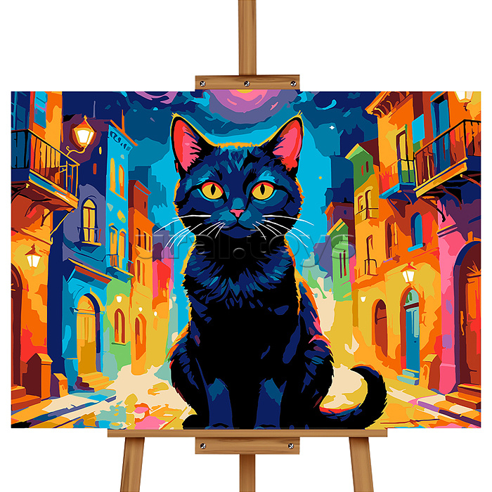Картина по номерам "Чёрный кот" 50*40 см