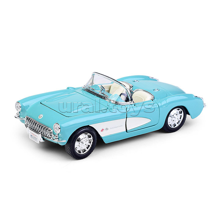 Машинка die-cast 1957 Chevrolet Corvette, 1:24, бирюзовая, открывающиеся двери