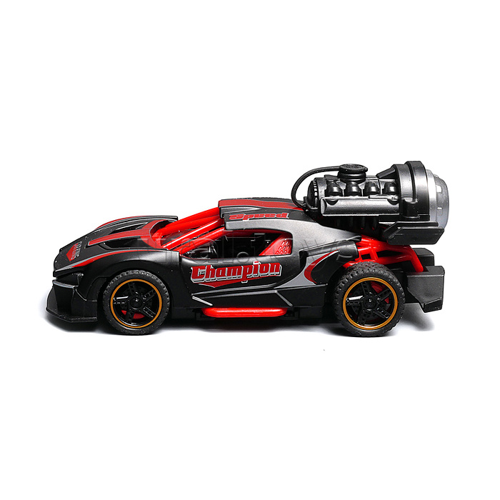 Гоночная машинка свет, звук с имитацией дыма, 1:32, Fast Racers, чёрная