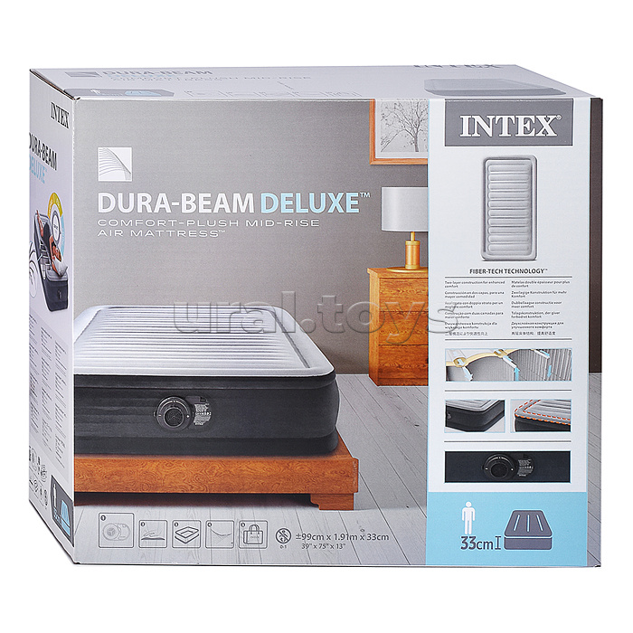 Надувная кровать "Comfort-Plush" 99х191х33см, встр.нас. 220В, до 136кг