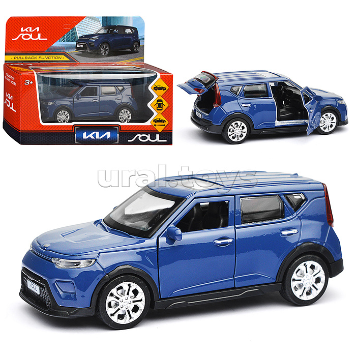 Машина металл KIA soul 12 см, (двери, багаж., темно-синий)инерц., в коробке