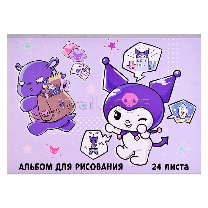 Альбом для рисования 24л. скрепка "Hello Kitty&friends" обложка мелованный картон 190г