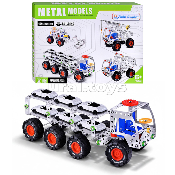 Конструктор "Автовоз" (244 дет.) металл, в коробке