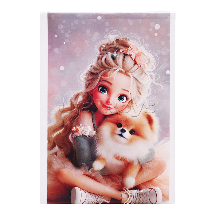 Блокнот А6 40л. "Принцесса и Шпиц" клетка