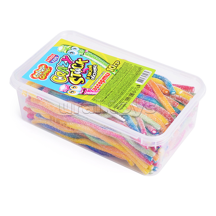 Жевательный мармелад в кислой обсыпке "Crazy gummy crazy stick" ассорти 10гр*150шт