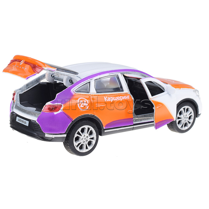 Машина металл Renault Arkana Каршеринг, 12 см, (двери, багаж) инерц, в коробке Машина металл Renault Arkana Каршеринг, 12 см, (двери, багаж) инерц, в коробке
