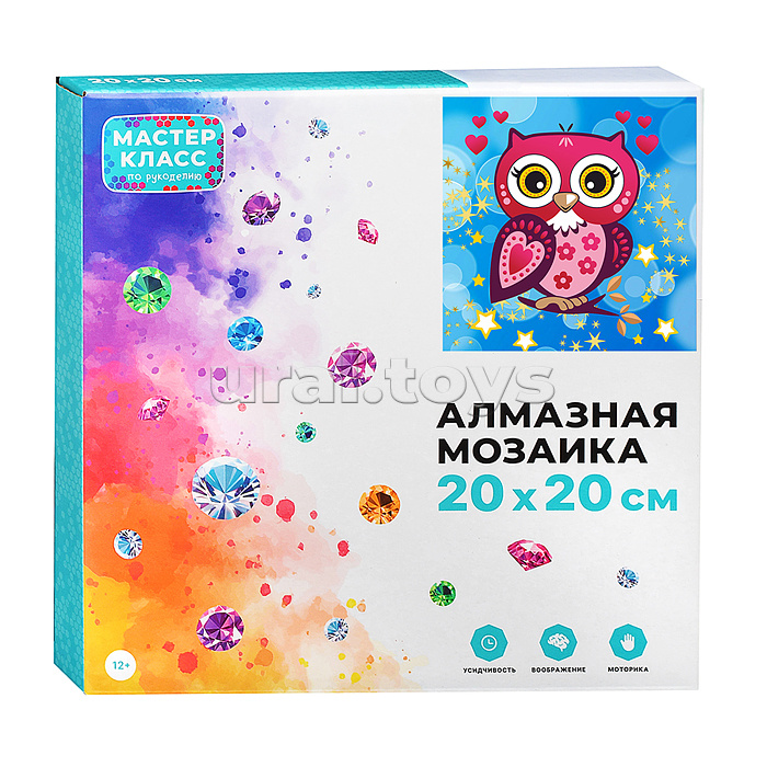 Мозаика алмазная "Влюбленная совушка" 20*20см.