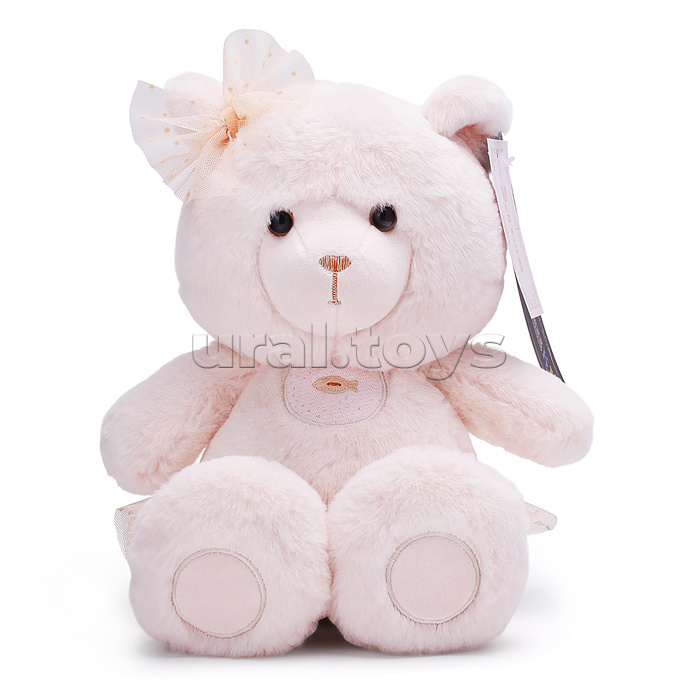 Медведь Эльза в юбке с бантом, 25см, персиковый