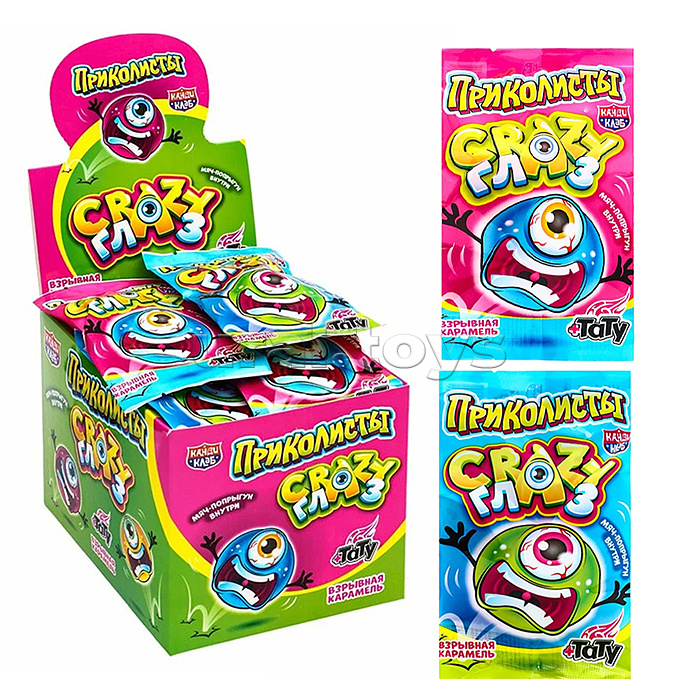 Взрывная карамель с игрушкой и тату "Приколисты. Crazy Глаз" 1г (30шт) Взрывная карамель с игрушкой и тату "Приколисты. Crazy Глаз" 1г (30шт)