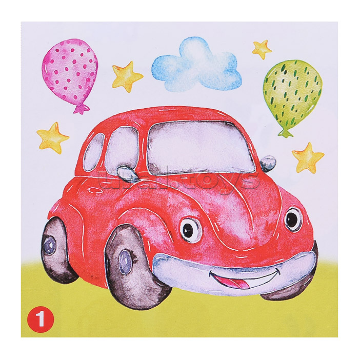 Аппликация наклейками по номерам. Машинки