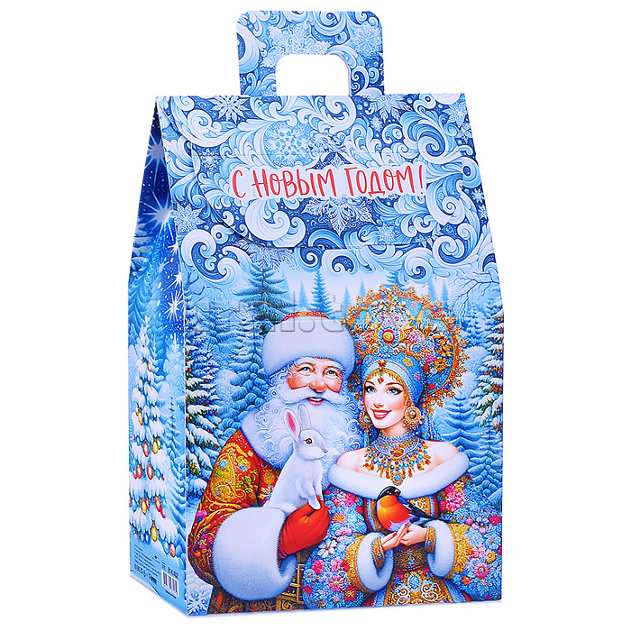 Коробка "Дед Мороз и Снегурочка. орнамент"