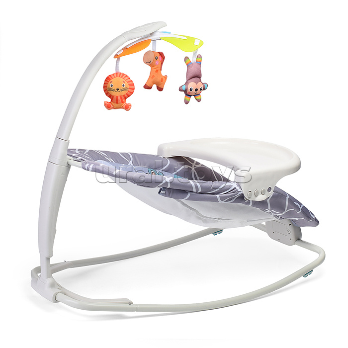 Шезлонг детский 8584 "Жирафик" в коробке (серый)