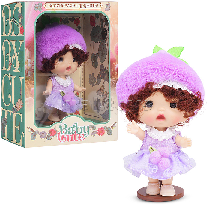 Виниловая кукла Baby Cute Flower с подставкой, 10 см "Лаванда"