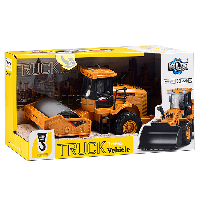 Машина "Каток 2" 1:43 (свет,звук)  в коробке