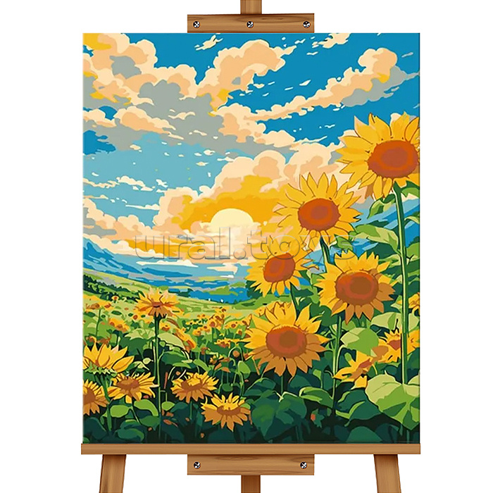 Картина по номерам "Подсолнухи" 30*40 см, (цветной холст)