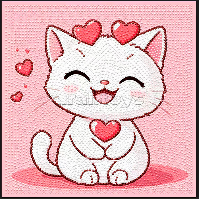 Мозаика алмазная "Белая кошечка" 30*30 см.