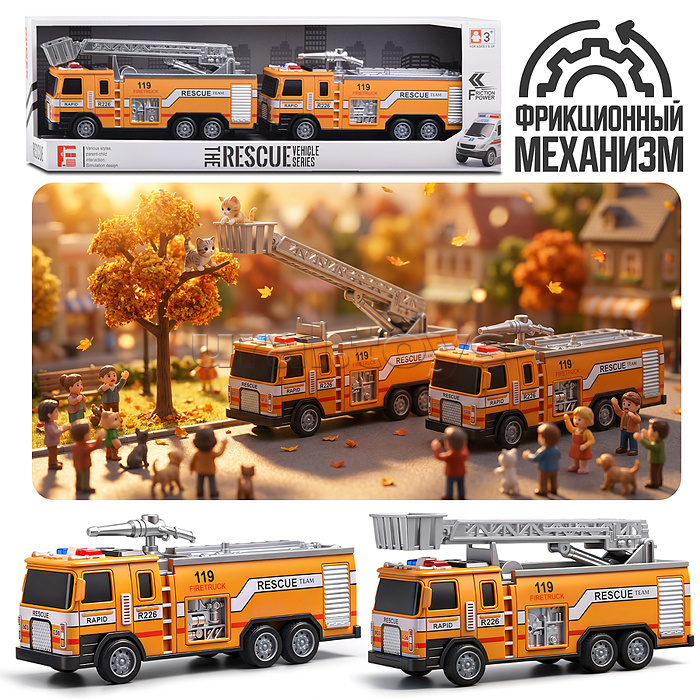 Набор машин "Пожарный транспорт" (инерционные) в коробке