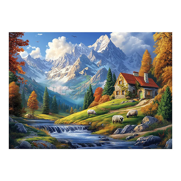 Пазлы 1000 "Пейзаж с овечками"