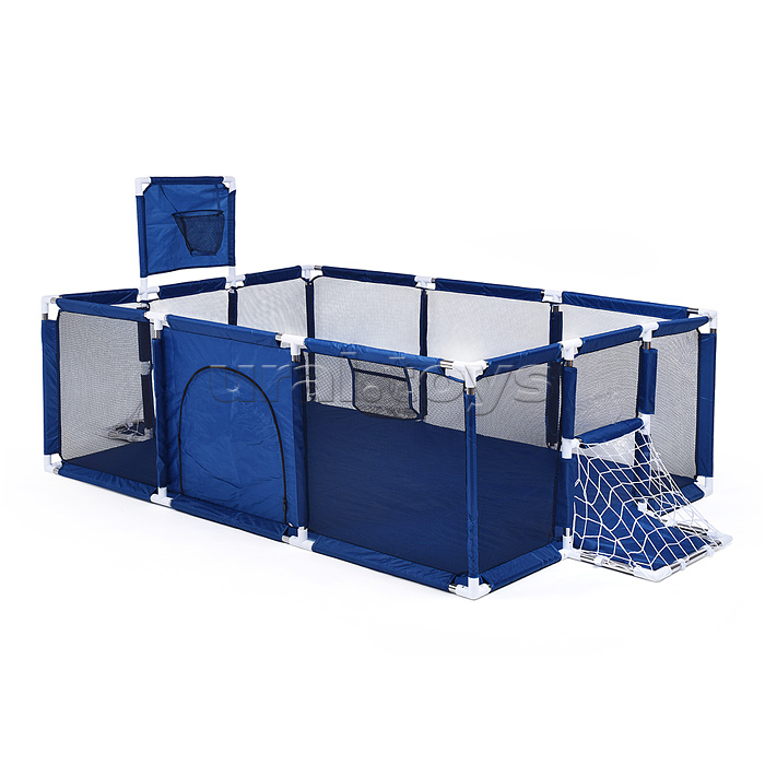 Манеж детский прямоугольный с баскетбольным кольцом и воротами (120*180*60) цвет синий