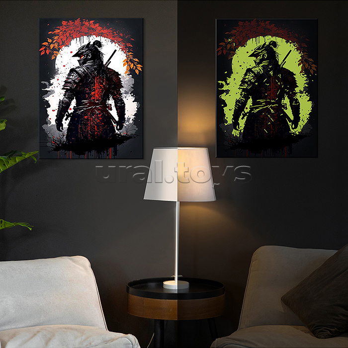 Картина по номерам 40х50 "Японсий самурай" со светящейся краской (12 цв.)