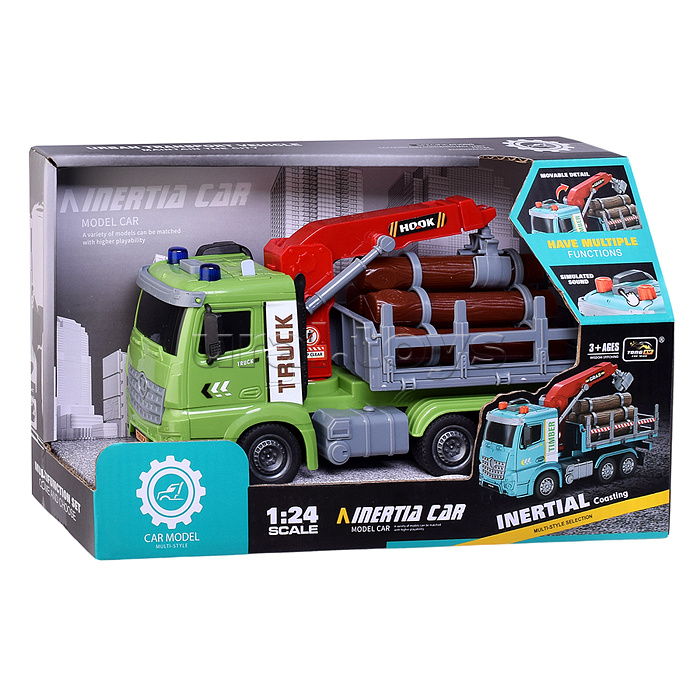 Машина "Лесовоз" на батарейках, в коробке