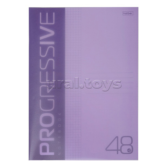 Тетрадь 48л "Progressive" клетка 65г/кв.м Пластиковая обложка на скобе фиолетовая